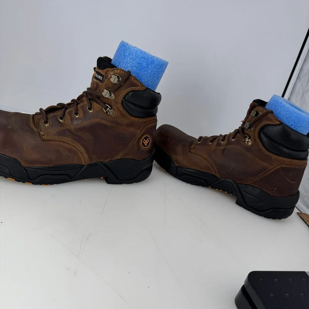 Hawx Composite Toe Work Boot Men 11 Brown Leather ASTM F2413-17 Safety Footwear